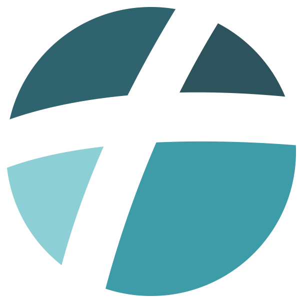 Abstract teal circular logo with four segments