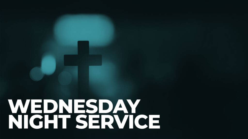 Cross silhouette with Wednesday night service text